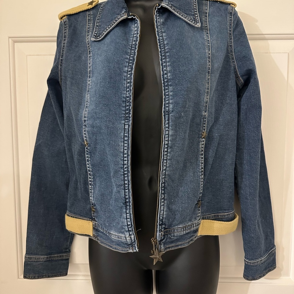 Vintage Moschino Blue Denim Jacket with Tan Details